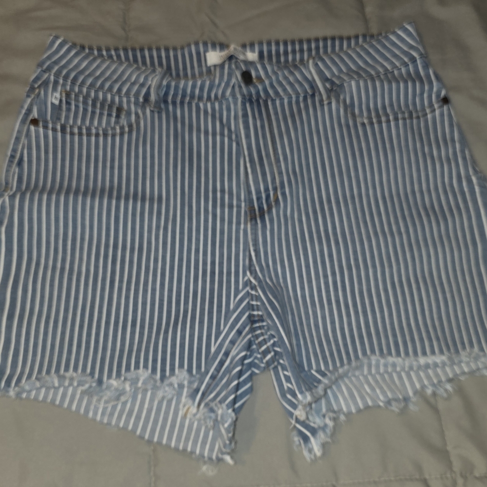 Judy Blue Striped Blue & White Women’s Casual Shorts